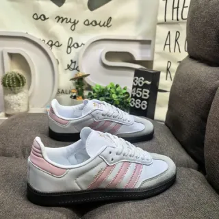 Adidas White Pink Low-Top Leather Upper Lifestyle Sneakers