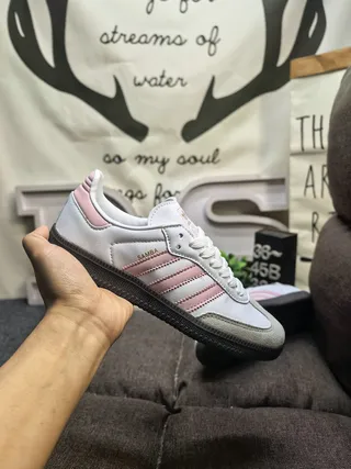 Adidas White Pink Low-Top Leather Upper Lifestyle Sneakers 5