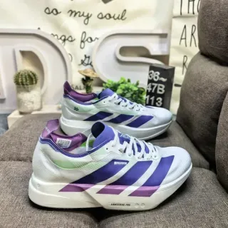 Adidas White Purple Layered Mesh And Synthetic Upper Sculpted Midsole Running Shoes