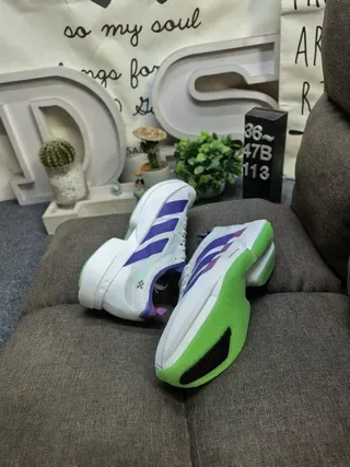 Adidas White Purple Layered Mesh And Synthetic Upper Sculpted Midsole Running Shoes 6