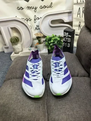 Adidas White Purple Layered Mesh And Synthetic Upper Sculpted Midsole Running Shoes 10
