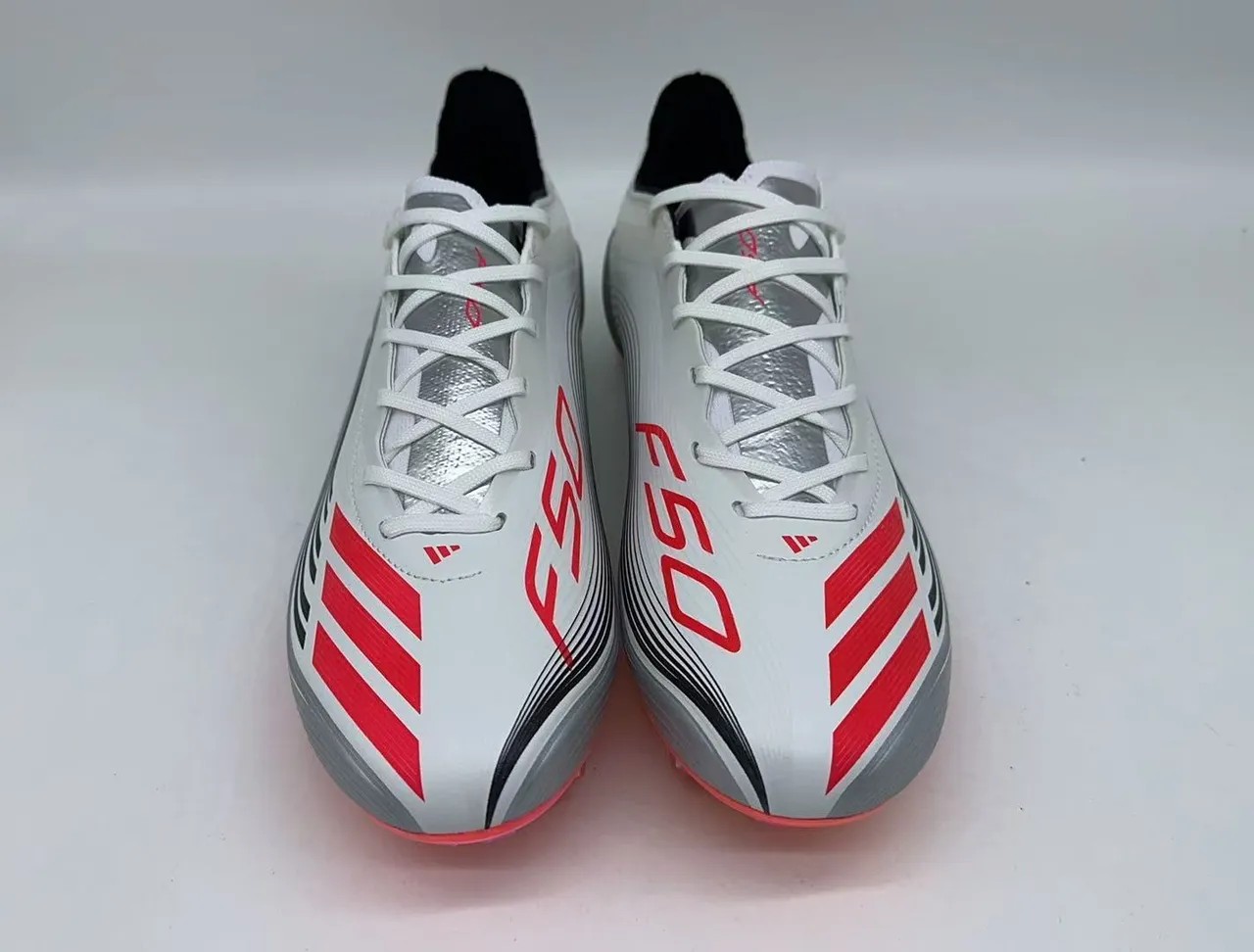 Adidas White Red Low-Cut Synthetic Upper Asymmetrical Lacing Firm-Ground Soccer Shoes 4