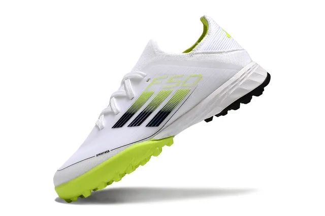 Adidas Zapatos de Fútbol Blancos Amarillos Corte Bajo Parte Superior de Tejido Detalle de Rayas Gradientes para Césped 5