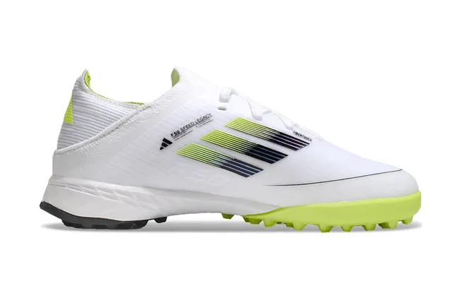 Adidas Zapatos de Fútbol Blancos Amarillos Corte Bajo Parte Superior de Tejido Detalle de Rayas Gradientes para Césped 7