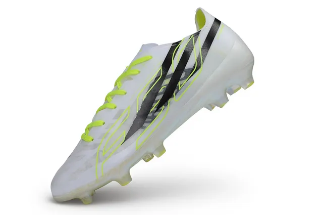 Adidas White Yellow Translucent Iridescent Sole Neon Accent Piping Firm-Ground Soccer Shoes 3
