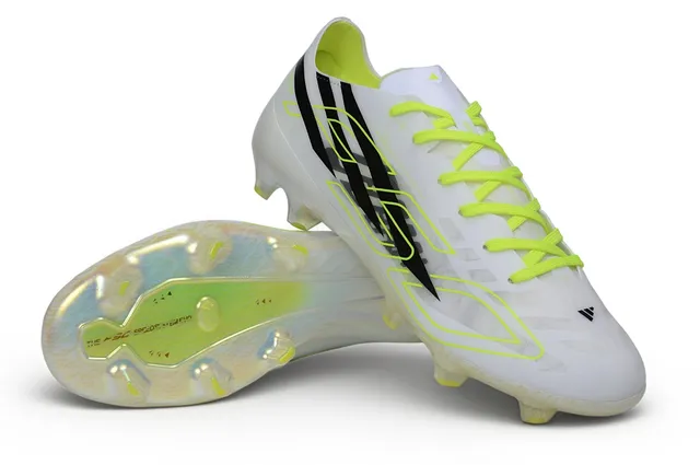 Adidas White Yellow Translucent Iridescent Sole Neon Accent Piping Firm-Ground Soccer Shoes 4
