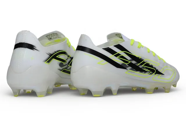 Adidas White Yellow Translucent Iridescent Sole Neon Accent Piping Firm-Ground Soccer Shoes 5