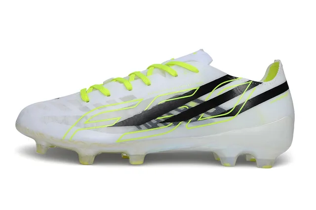 Adidas White Yellow Translucent Iridescent Sole Neon Accent Piping Firm-Ground Soccer Shoes 7