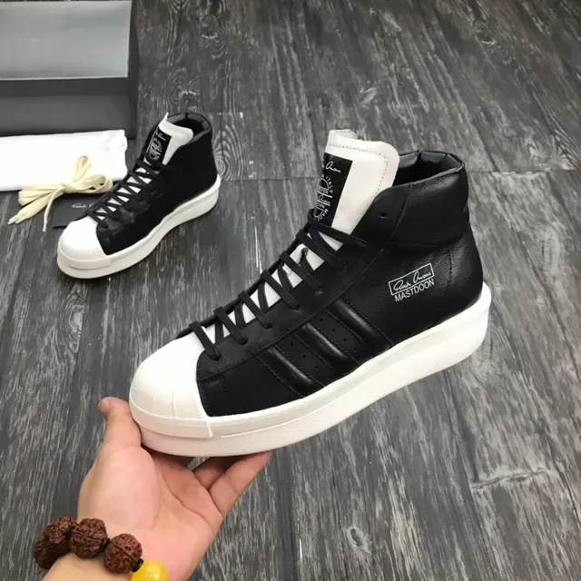 Adidas x Rick Owens Superstar Hi Black and White Lifestyle Sneakers 4