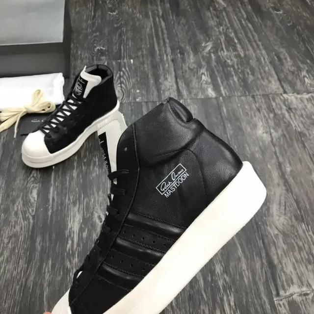 Adidas x Rick Owens Superstar Hi Black and White Lifestyle Sneakers 5