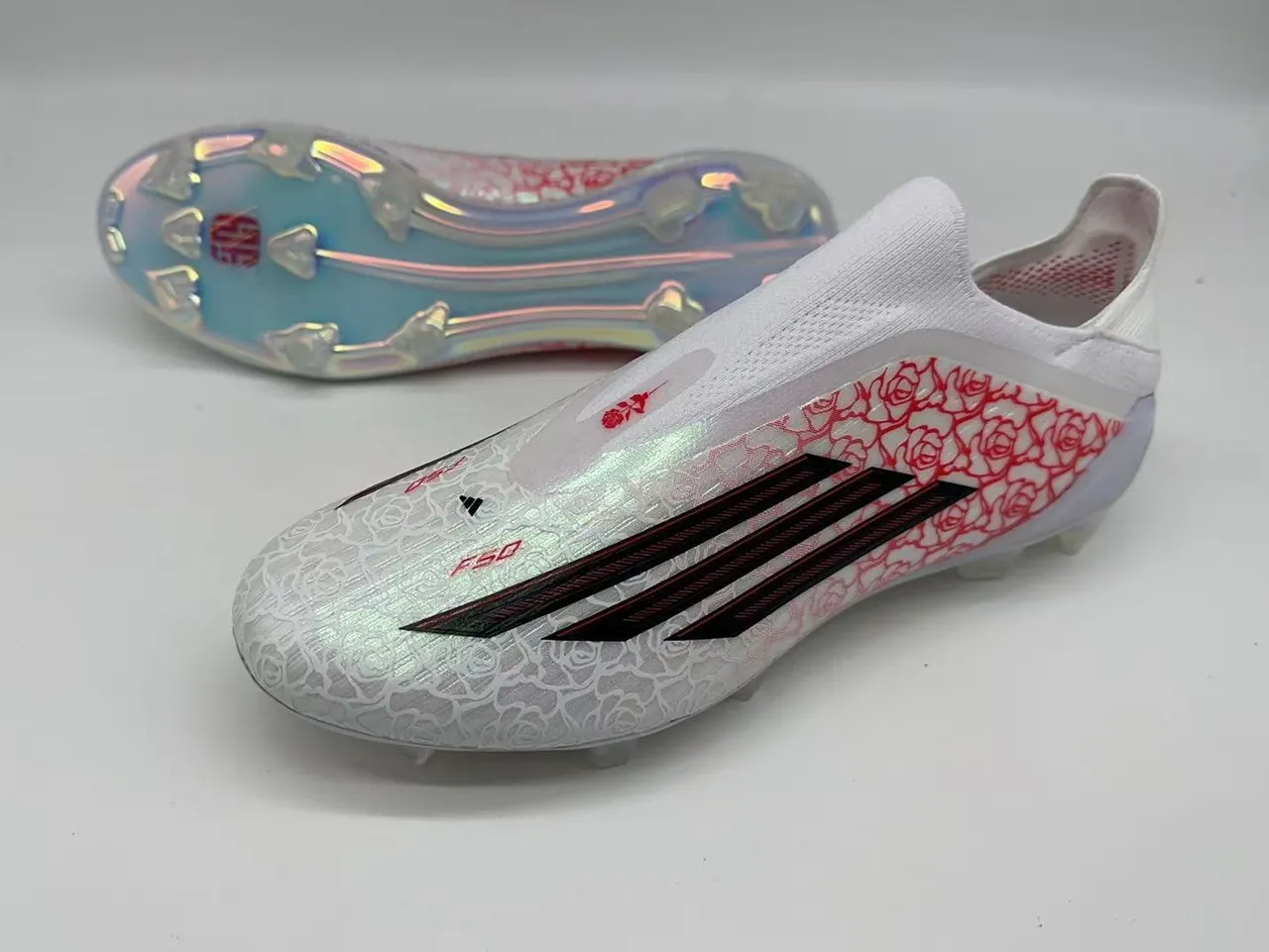 Adidas X Speedflow White Red Rose Firm-Ground Soccer Shoes 2