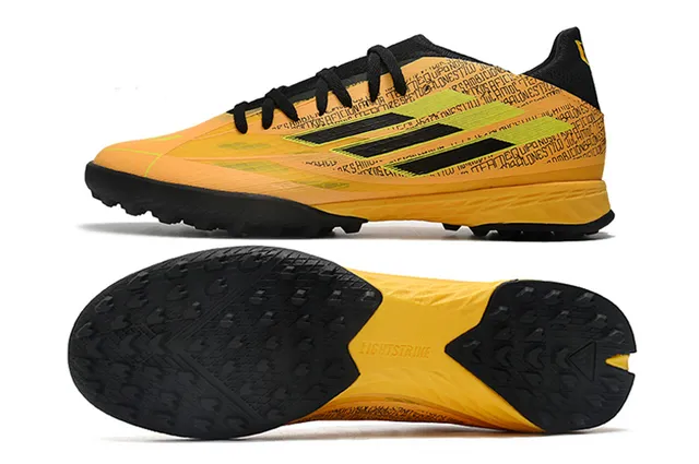 Adidas Chaussures de football turf jaune noir low-cut lacets upper text-print 14