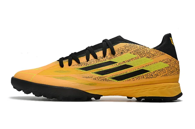 Adidas Chaussures de football turf jaune noir low-cut lacets upper text-print 17
