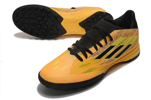 Adidas Chaussures de football turf jaune noir low-cut lacets upper text-print 18