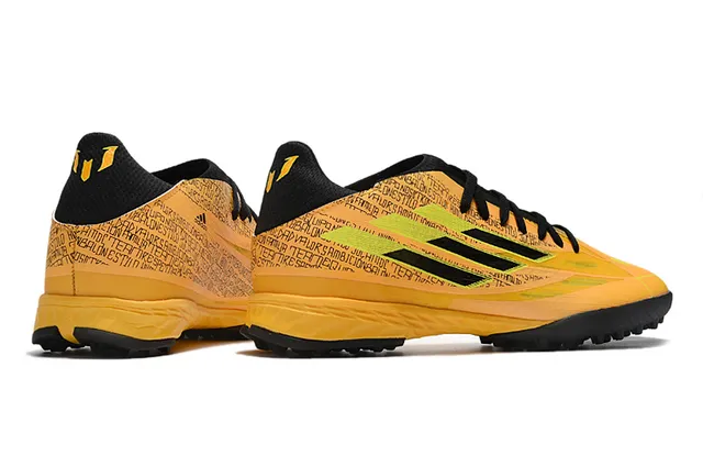 Adidas Chaussures de football turf jaune noir low-cut lacets upper text-print 19
