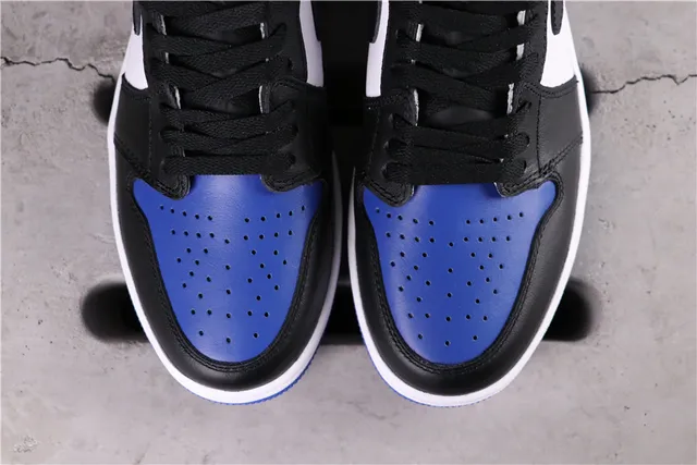 Air Jordan 1 Black Blue High-Top Leather-Paneled Basketball Shoes 4