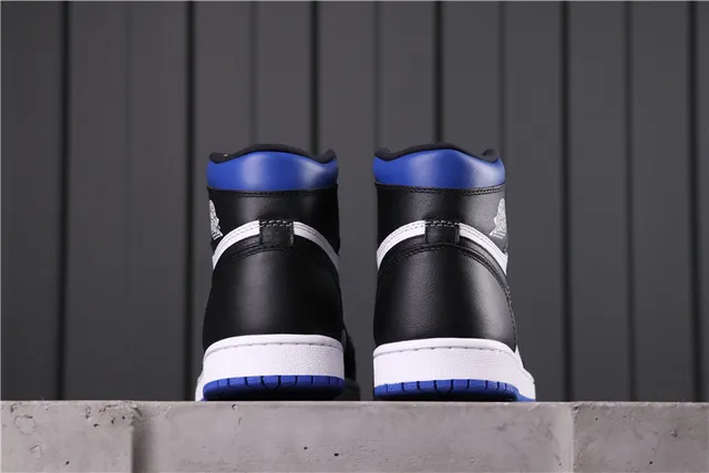 Air Jordan 1 Black Blue High-Top Leather-Paneled Basketball Shoes 9