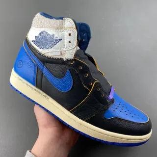 Air Jordan 1 Black Royal Blue Cream Basketball Shoes