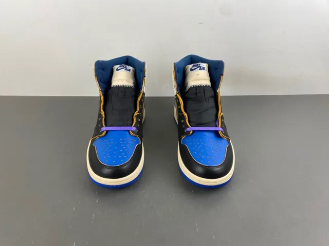 Tênis de basquete Air Jordan 1 preto azul royal creme 11