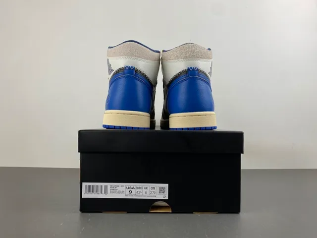 Tênis de basquete Air Jordan 1 preto azul royal creme 17