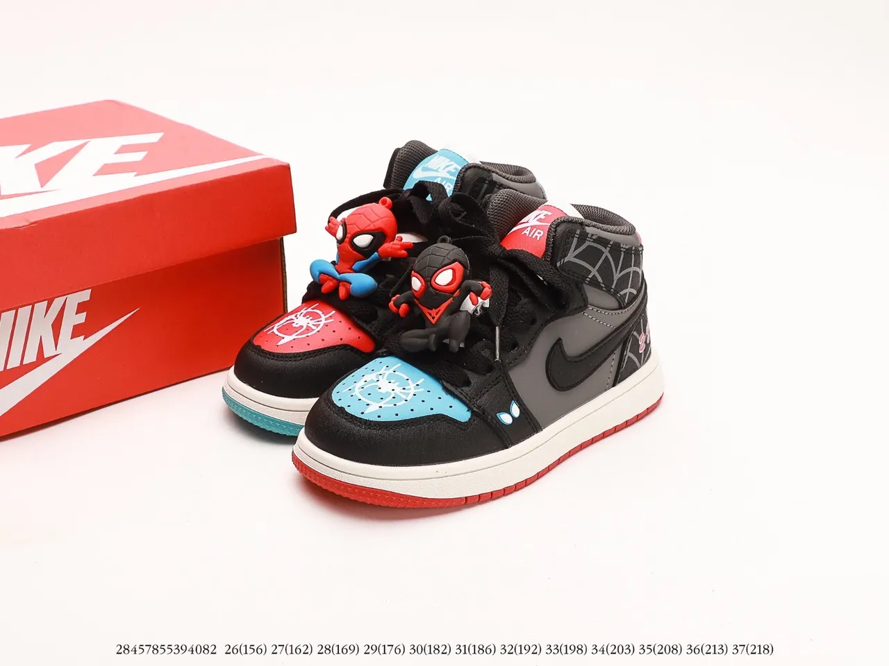 Air Jordan 1 High Kids Black White Red Gray Blue Spiderweb Basketball Shoes 3