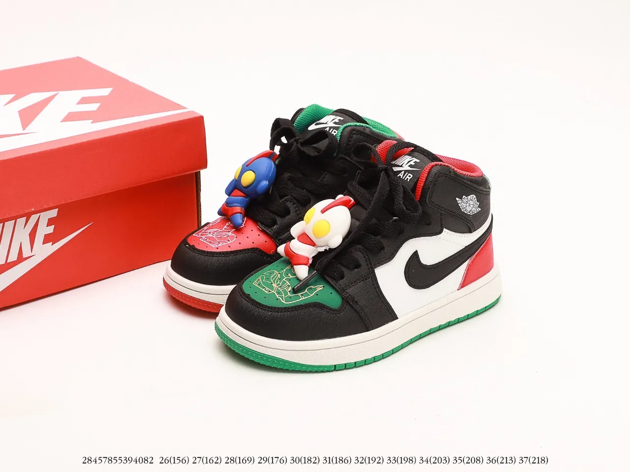 Air Jordan 1 High Kids Black White Red Gray Blue Spiderweb Basketball Shoes 4