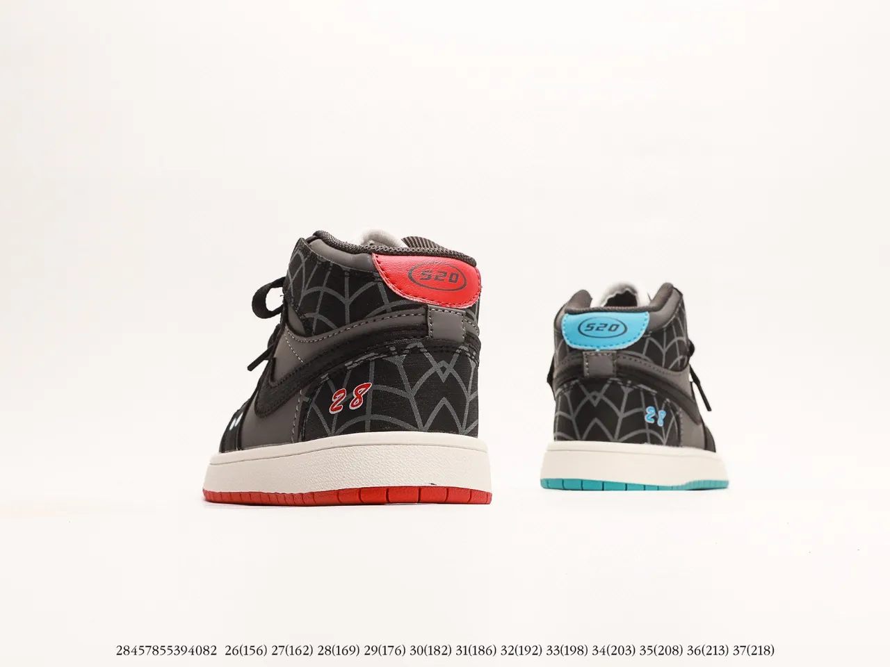 Air Jordan 1 High Kids Black White Red Gray Blue Spiderweb Basketball Shoes 18