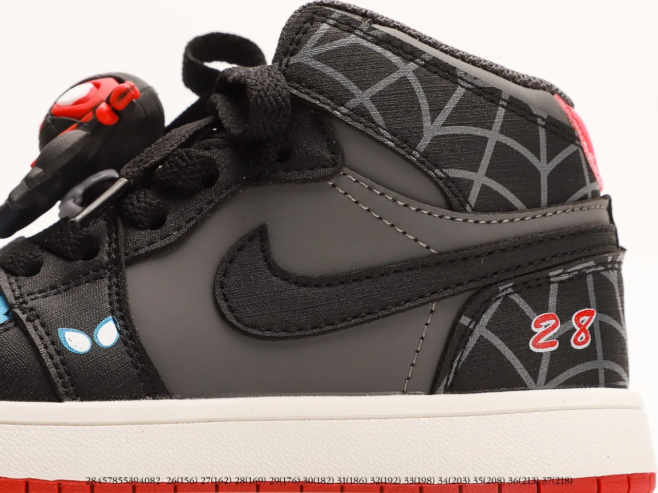 Air Jordan 1 High Kids Black White Red Gray Blue Spiderweb Basketball Shoes 19