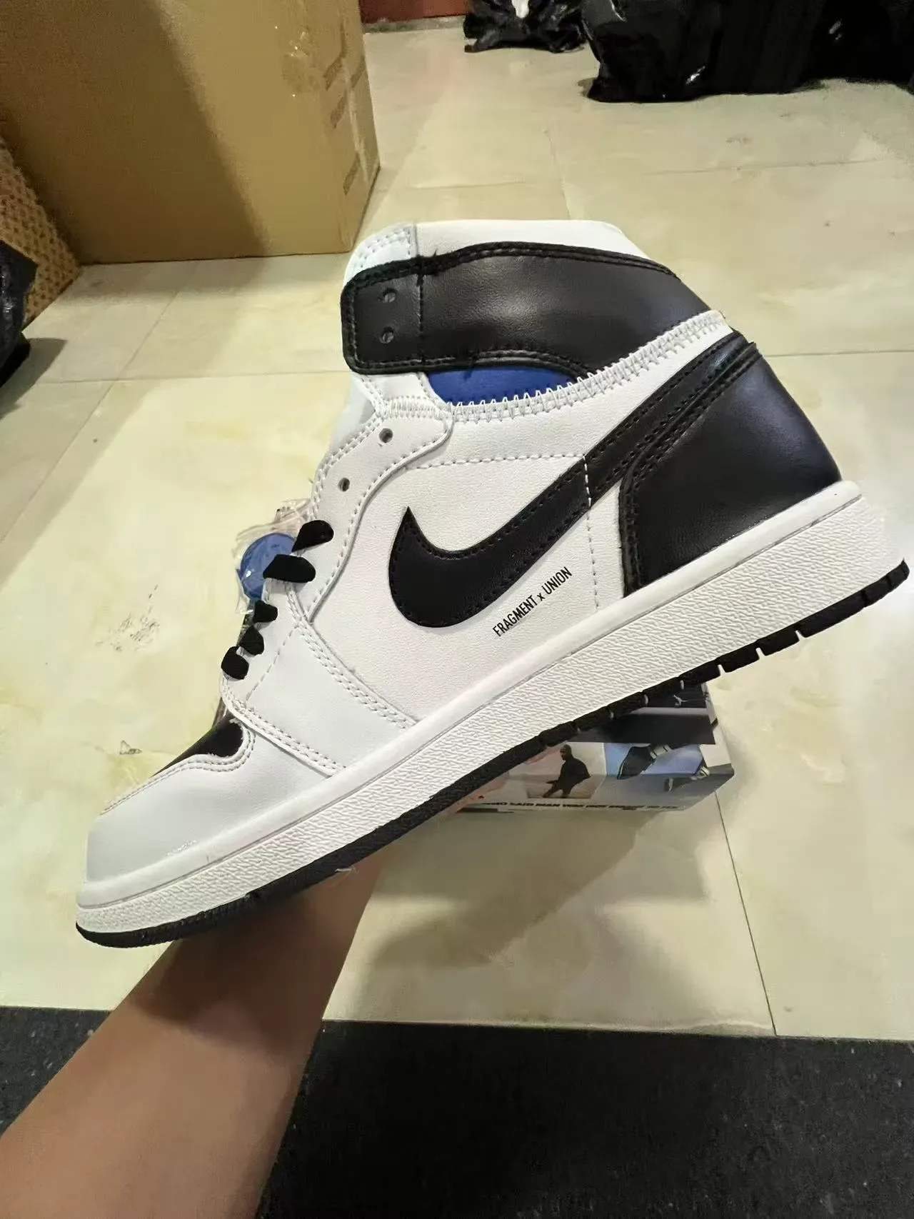 Air Jordan 1 High Top Blanco Negro Zapatos de Baloncesto 5