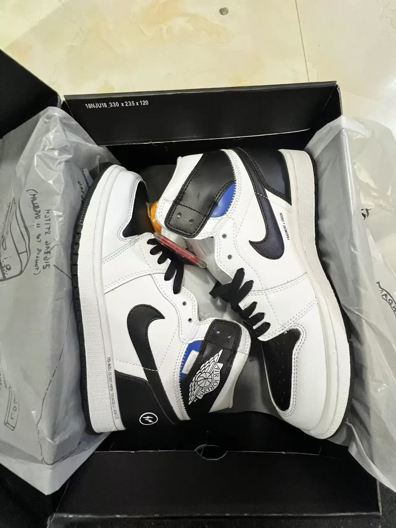 Air Jordan 1 High Top Blanco Negro Zapatos de Baloncesto 9