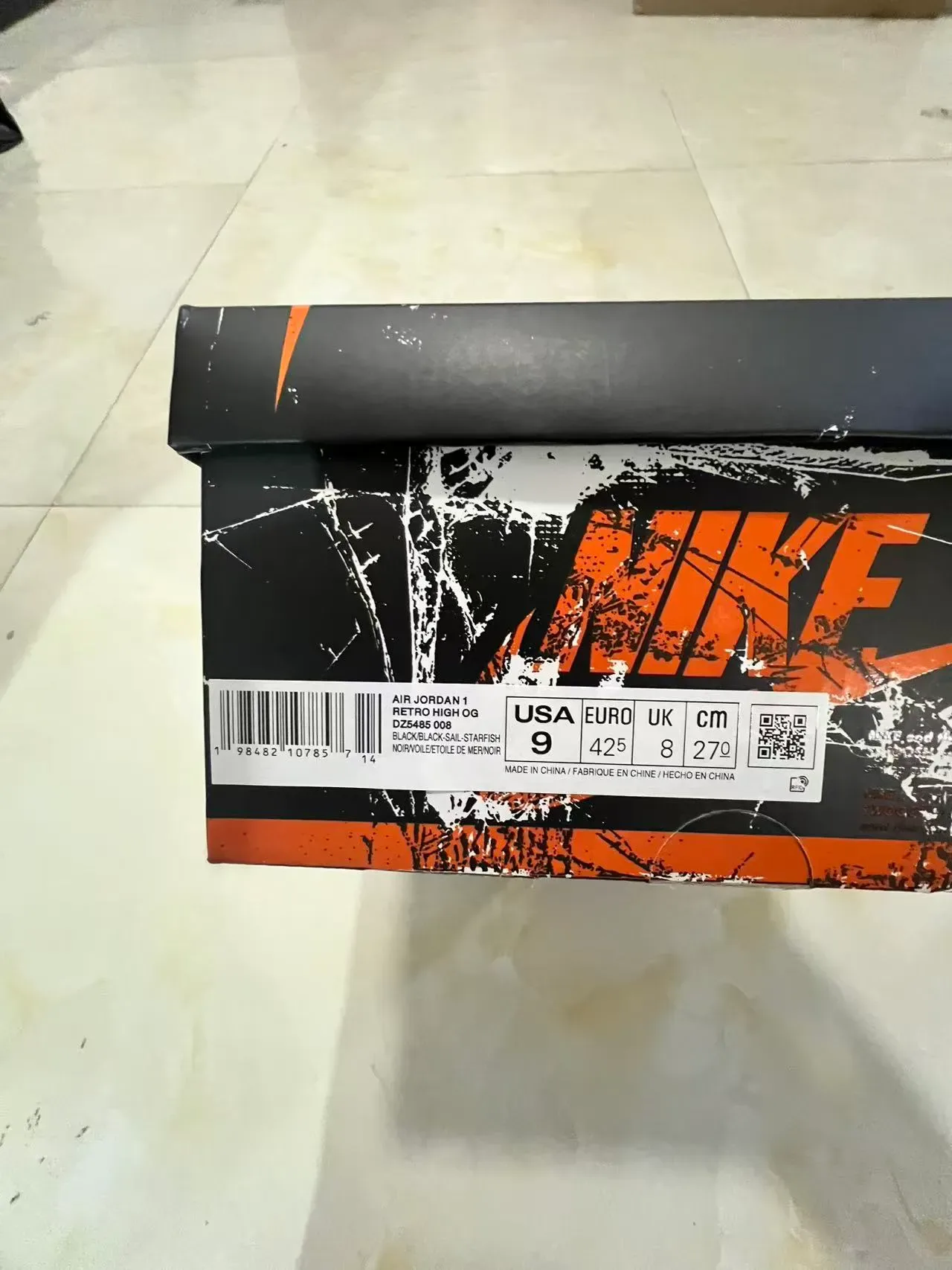 Air Jordan 1 High Chaussures de Basketball Blanc Noir Orange 10