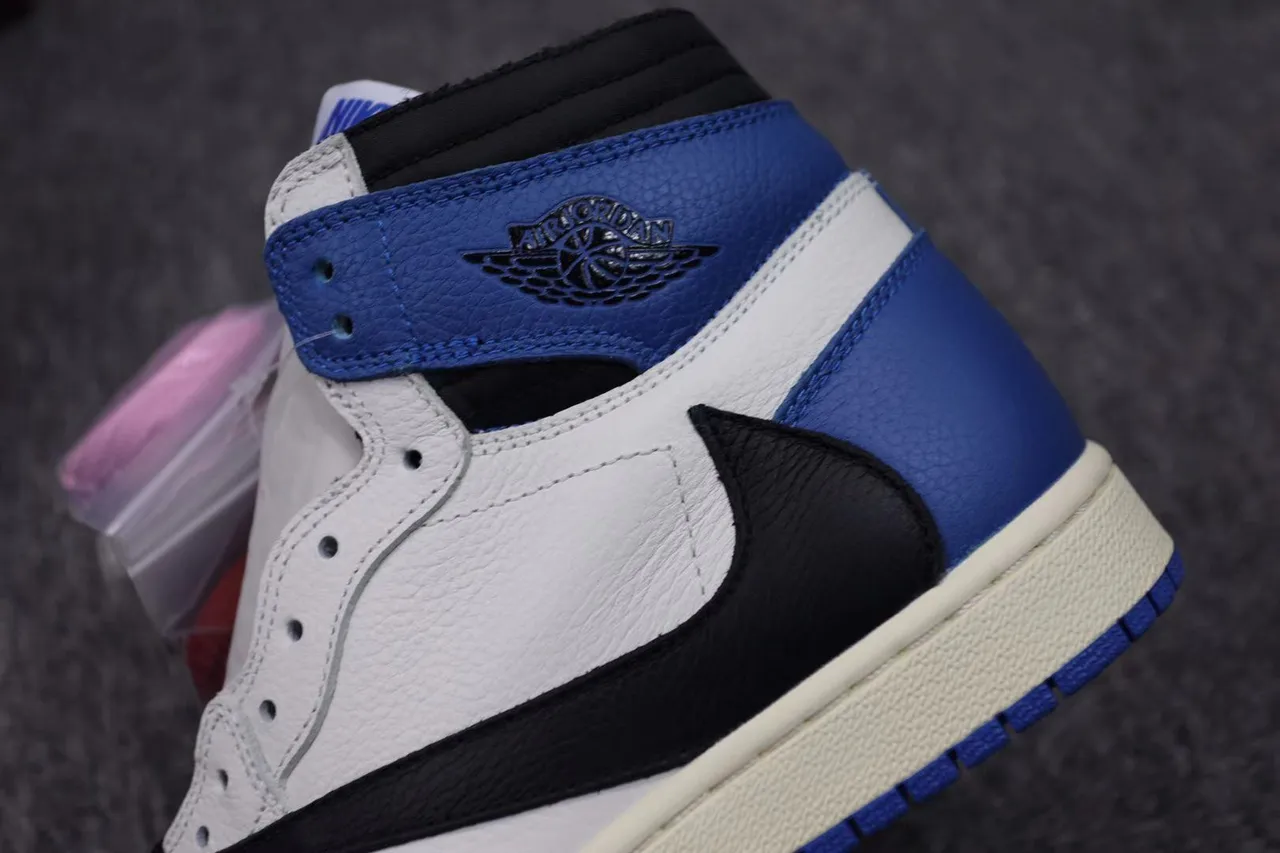 Air Jordan 1 High White Royal Blue Black Basketball Shoes 13