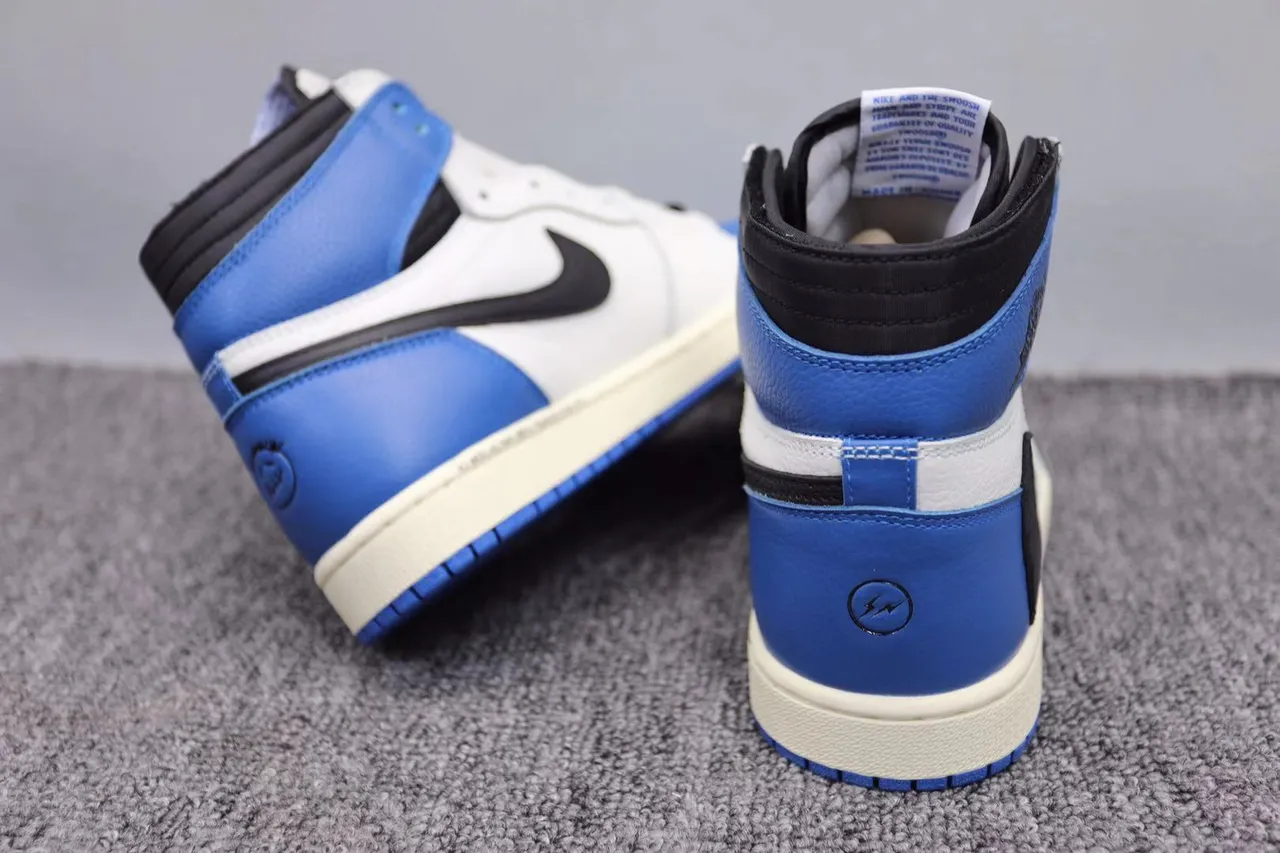 Air Jordan 1 High White Royal Blue Black Basketball Shoes 15