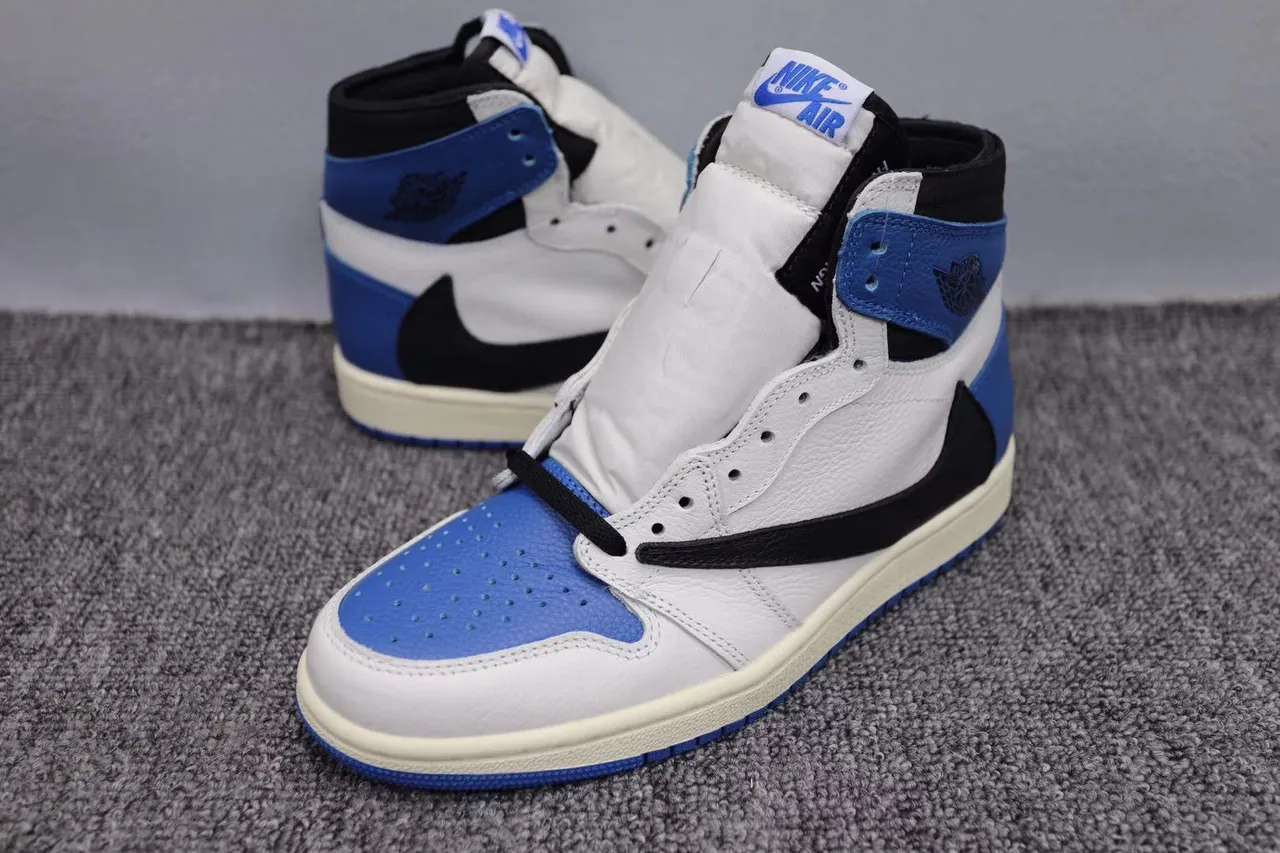 Air Jordan 1 High White Royal Blue Black Basketball Shoes 16
