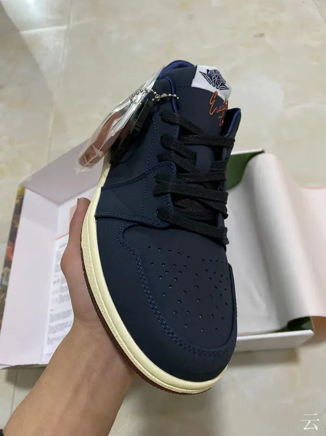 Air Jordan 1 Low Navy Cream Burgundy Lifestyle Sneakers 3