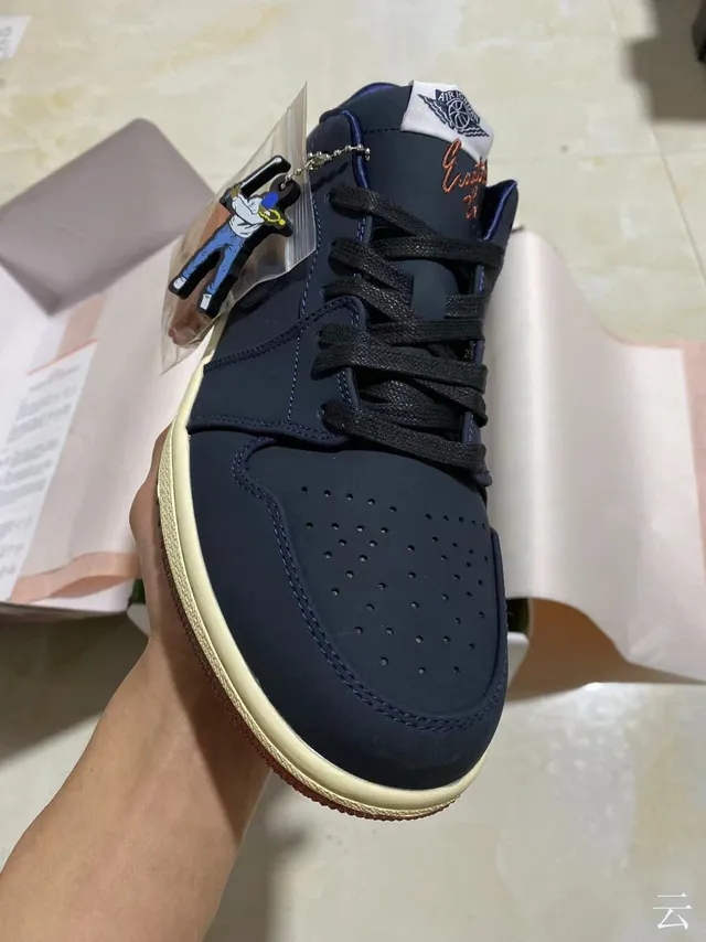 Air Jordan 1 Low Navy Cream Burgundy Lifestyle Sneakers 9