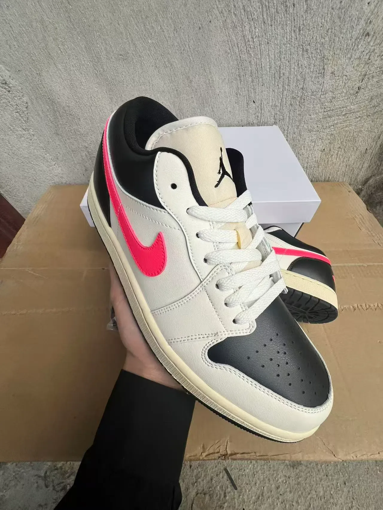 Air Jordan 1 Low White Black Pink Lifestyle Sneakers 2
