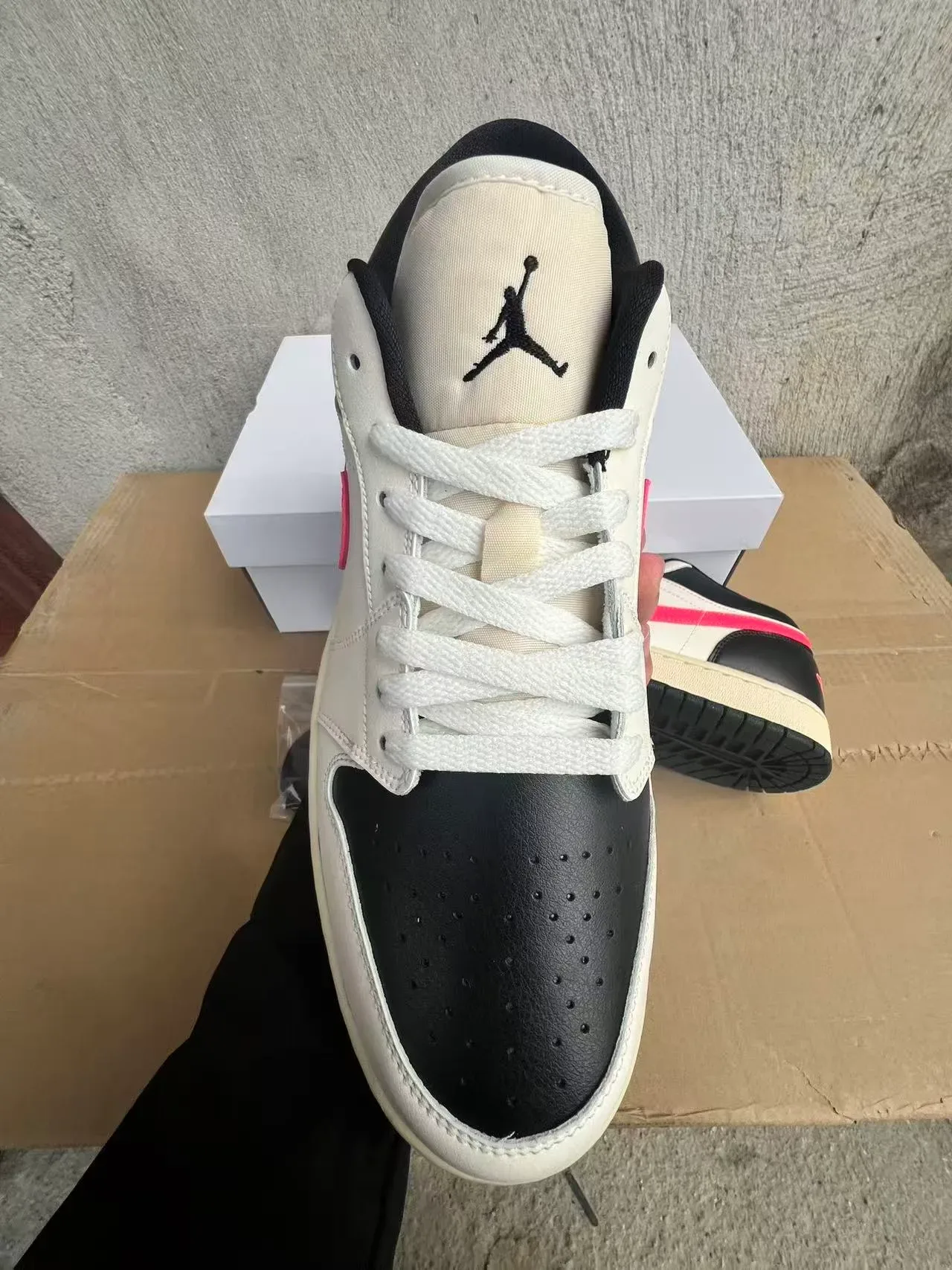 Air Jordan 1 Low White Black Pink Lifestyle Sneakers 3
