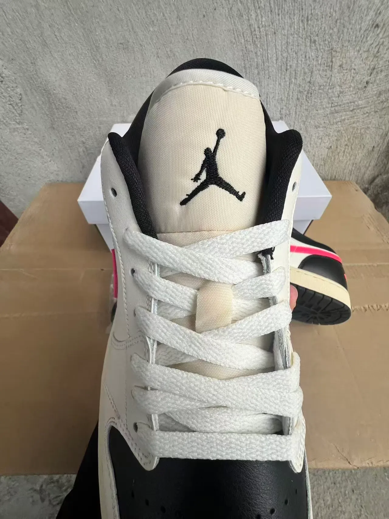 Air Jordan 1 Low White Black Pink Lifestyle Sneakers 4