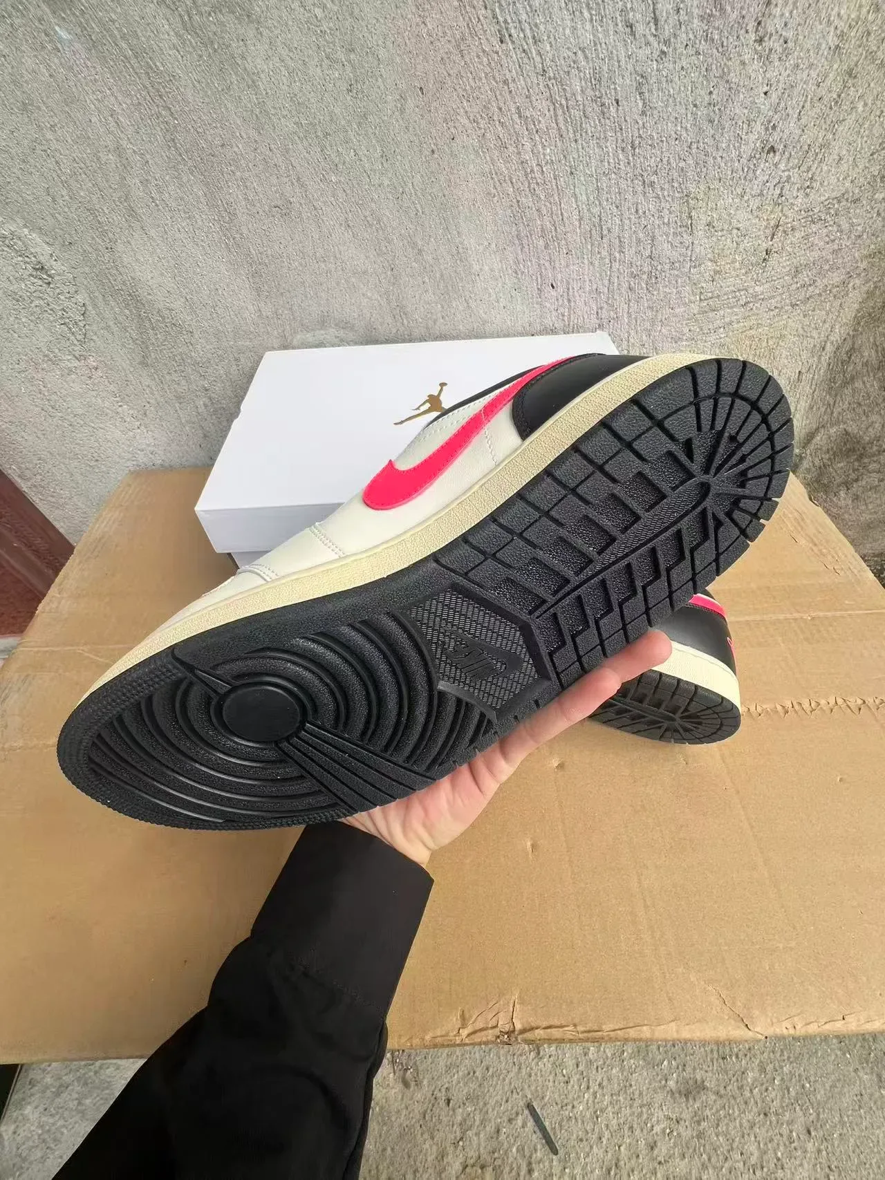 Air Jordan 1 Low White Black Pink Lifestyle Sneakers 6