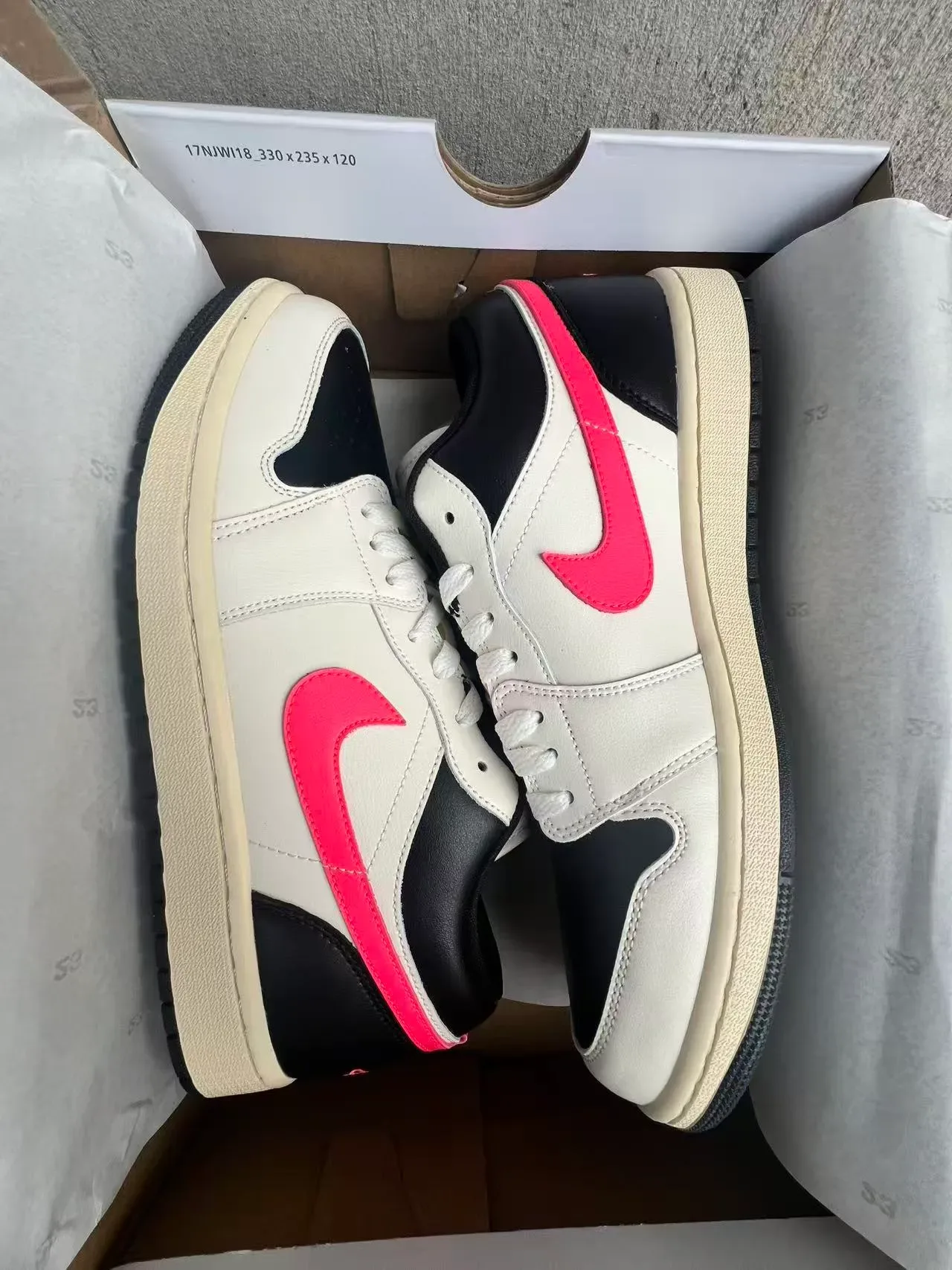 Air Jordan 1 Low White Black Pink Lifestyle Sneakers 9