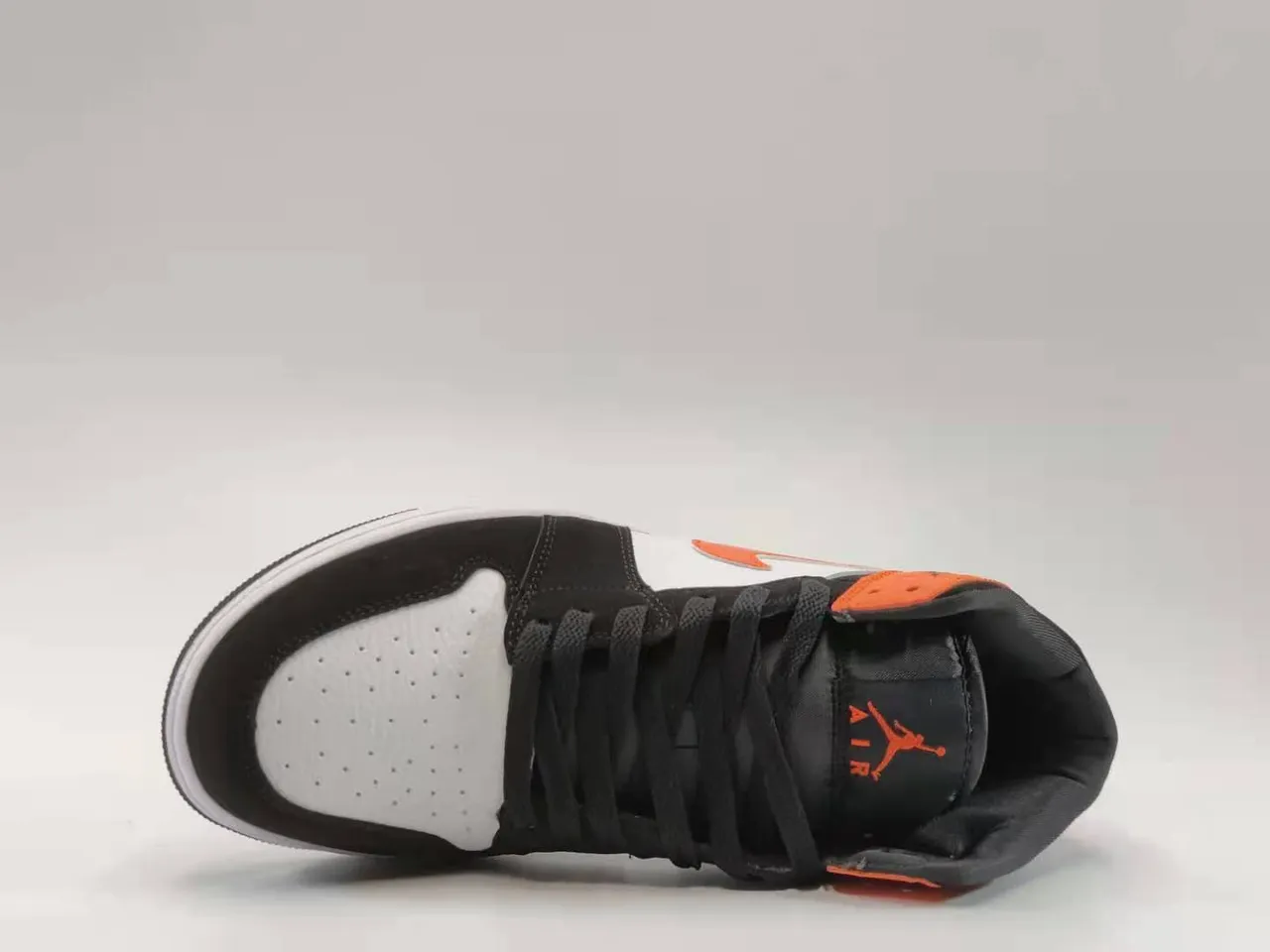 Air Jordan 1 Mid Black White Orange Basketball Shoes 3