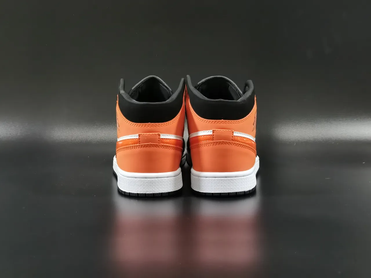 Air Jordan 1 Mid Black White Orange Basketball Shoes 9