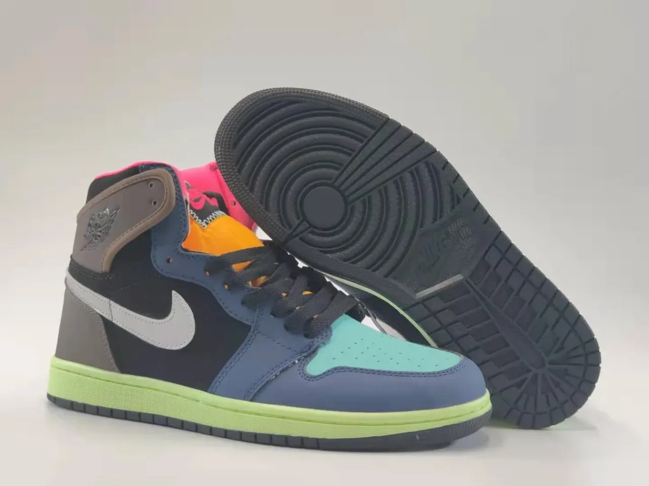 Air Jordan 1 Navy Multicolor Tênis de Basquete de Cano Alto com Colar acolchoado 6
