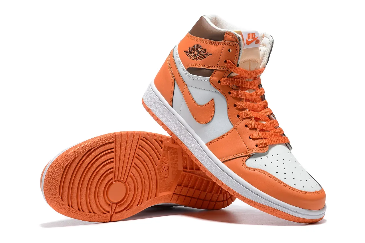 Air Jordan 1 Laranja e Cinza Tênis de Basquete High Top 2