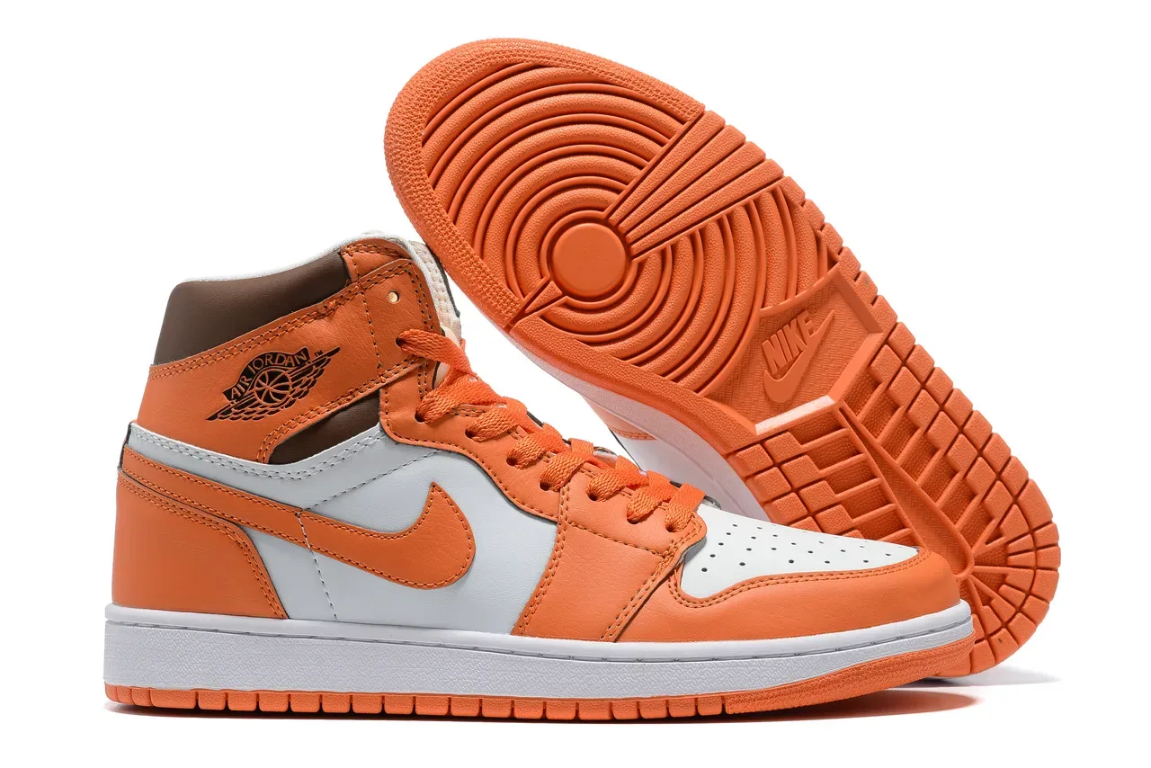 Air Jordan 1 Laranja e Cinza Tênis de Basquete High Top 3