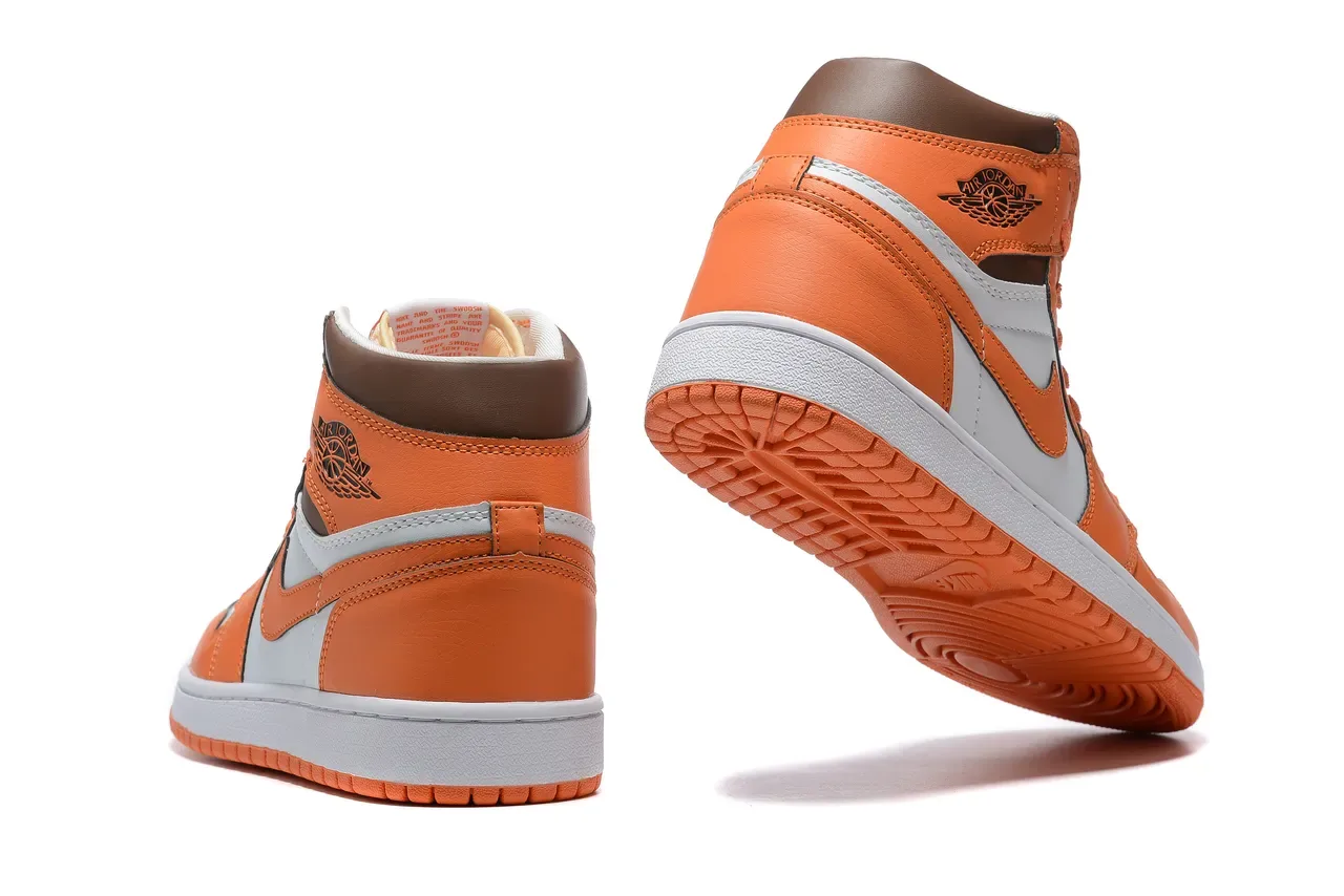 Air Jordan 1 Laranja e Cinza Tênis de Basquete High Top 5