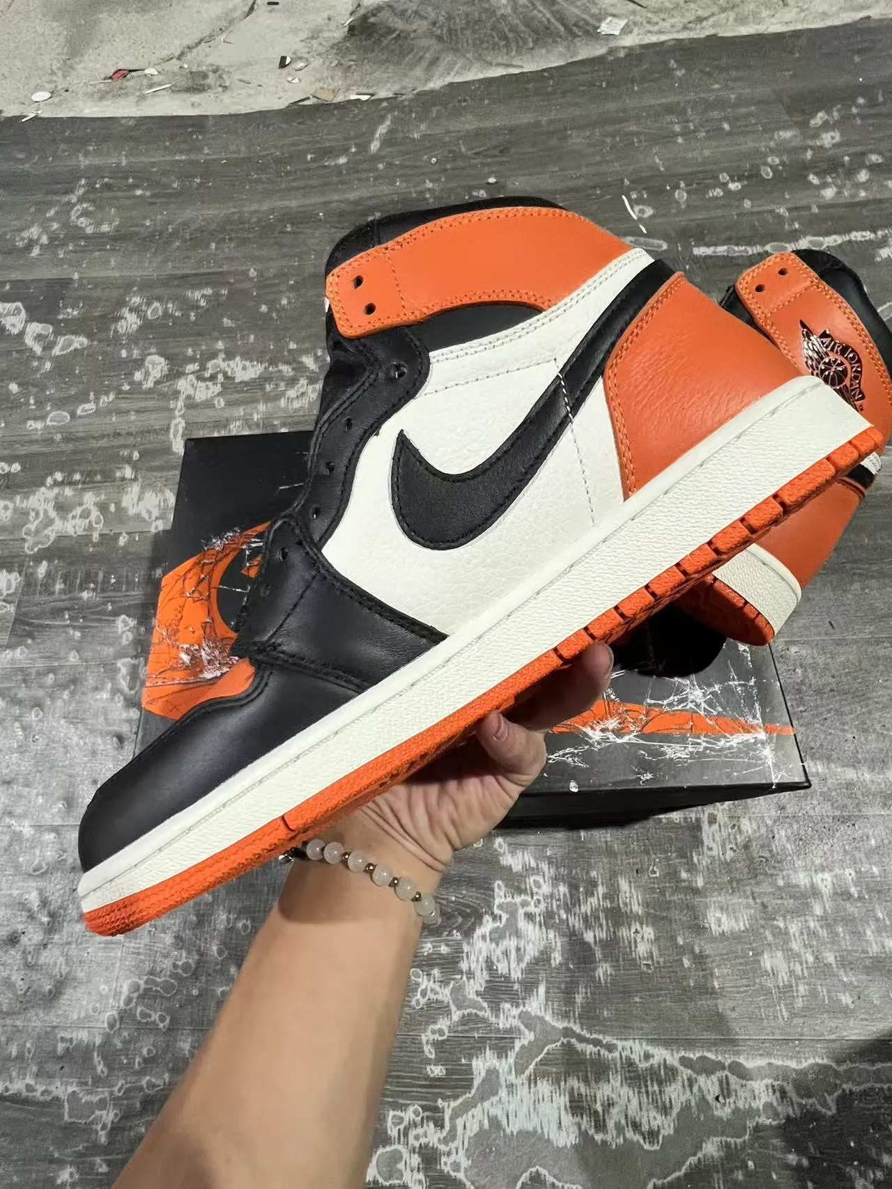 Air Jordan 1 Orange Black White Basketball Shoes 10