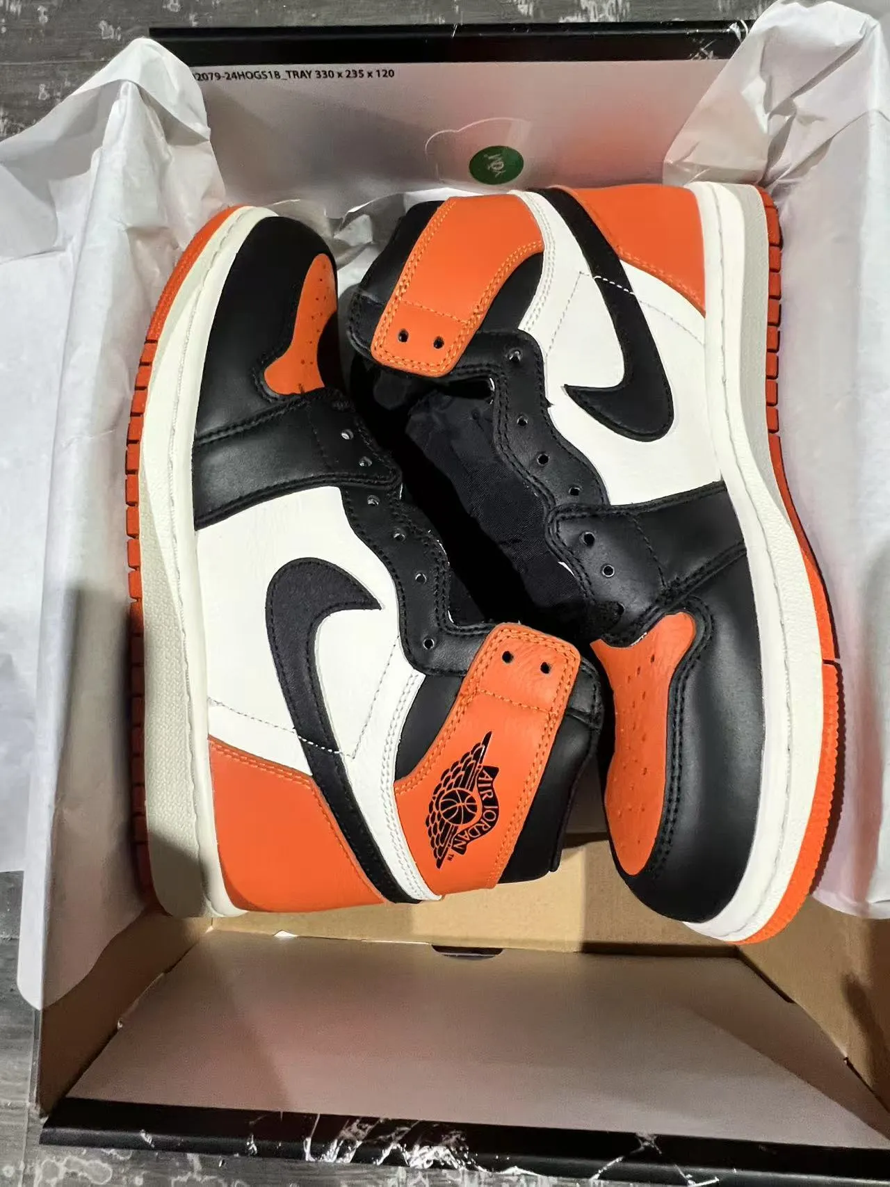 Air Jordan 1 Orange Black White Basketball Shoes 13