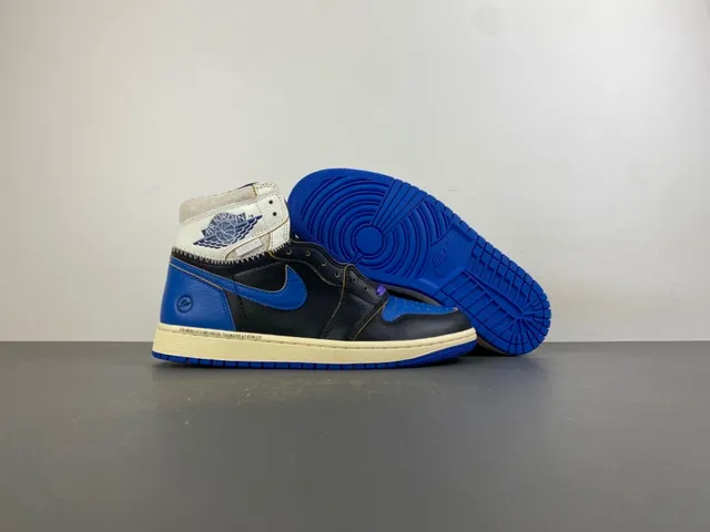 Air Jordan 1 Union LA Black Royal Blue Basketball Shoes 12